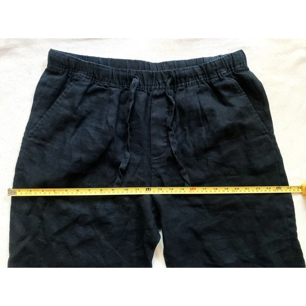 Zara Women's 100% Linen Trousers in Black With 4 Pockets Sz L